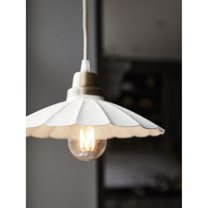 Biała lampa stożek plisowany vintage PR Home